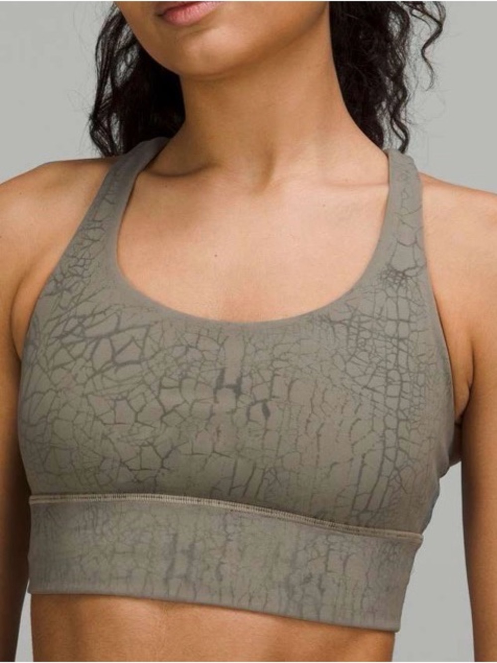 Lululemon Energy Longline Sports Bra Size 12 Thread Dye Rover Black